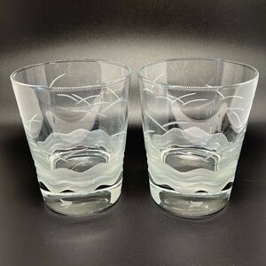 Set of 2 Ocean Waves Rocks Glasses